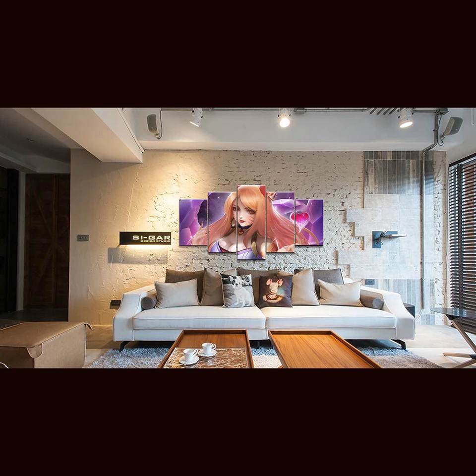 Home-Decor-Canvas-Painting-5-Pcs-Cute-Sexy-League-Of-Legends-LOL-Ahri-Pictures-Wall-Art (2)