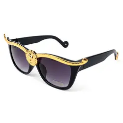 Новая модная металлическая Львиная головка солнцезащитные очки высокого качества кошачий глаз Винтажные Солнцезащитные очки женские Oculos