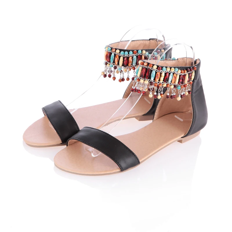 

Dower Me Brand New Women's Shoes Bohemian Shoes Heel Sandals Fashion Color Beaded Chain Thick Crust Muffin Sandals Shoes mujer