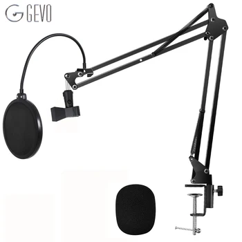 

GEVO NB-35 Microphone Suspension Arm Stand Clip Holder Adjustable Metal Boom Scissor Arm And Pop Filter Windscreen For BM 800