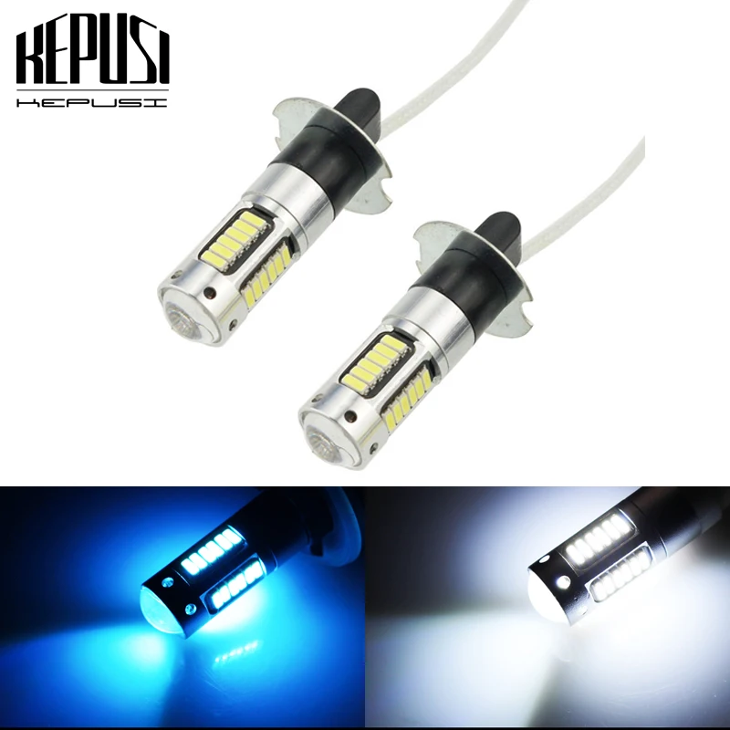 

2PCS H3 Auto LED Fog Lamp LED Car Bulbs 4014 DRL Daytime Running External Lights Day Driving Vehicle White Ice Blue Car styling