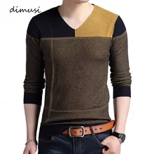 DIMUSI Autumn Mens Pullover Sweater Men Fashion Striped V-Neck Wool Pullover Sweater Men's Slim Knitted Pull Sweaters Clothing