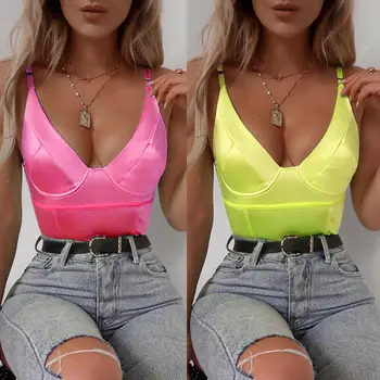 

New Women Ladies Fashion Casual Summer Chic Bodysuit Sleeveless Solid V Neck Bodysuit Party Clubwear