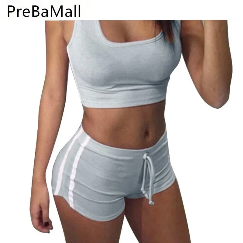 

Two Piece Set Summer Tracksuit Women Conjunto Feminino Sheath Vest Crop Tops And Hot Shorts Outfits Ladies Clothes C141