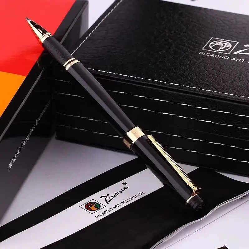 Школьный Pimio 917 роскошный черный с золотым зажимом роллербол ручка с оригинальным подарочным чехлом 0,5 мм черные чернила заправляемая шариковая ручка ручки