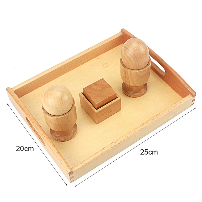 Juguete Montessori 3D para bebé, bola de huevo de ejercicio con cubo de taza con caja de madera, juguetes de educación temprana para preescolar, 2-4