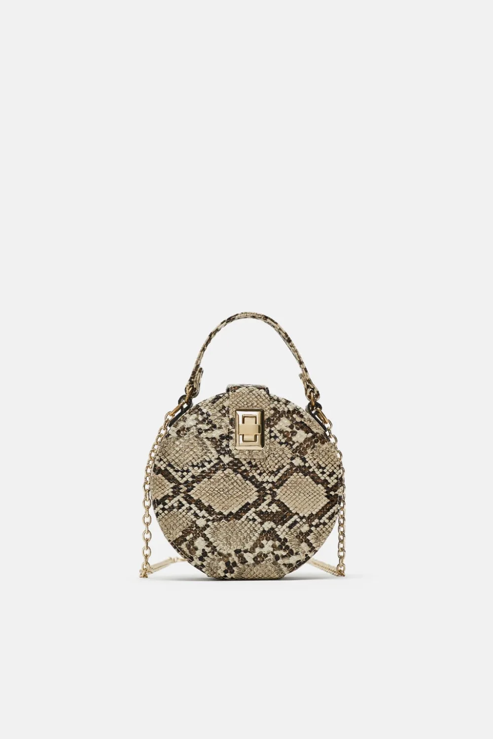 Round Snakeskin Print Crossbody Bag for women 2019 PU Leather Shoulder Bags Ladies Quilted Chain Purses and Handbags Mini Circle