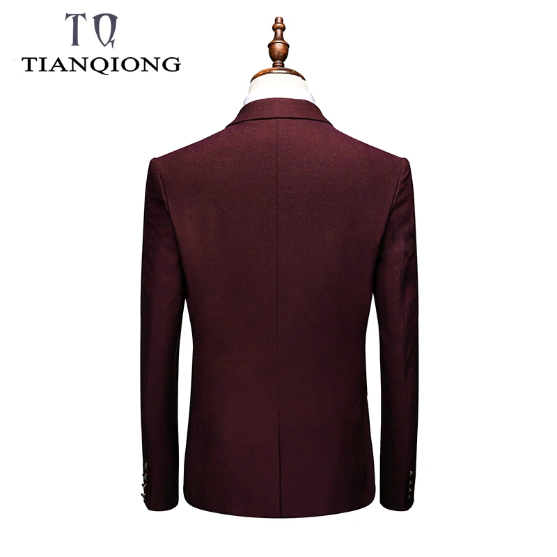 Новый модный красный повседневный костюм для мужчин 2019 Slim Fit из трех частей