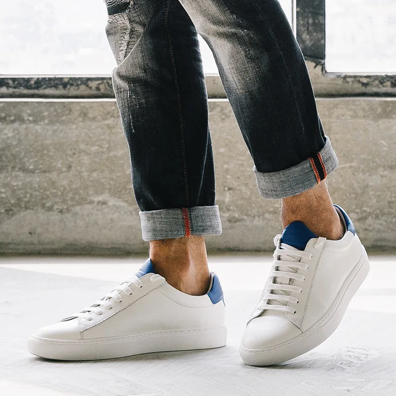 De Couro Estudante Clássico Mycolen Maré Dos Homens Casuais Blue Black Coreana Primeira White cut Camada white Novo Low Do Sapatos Versão BvvWqaP8