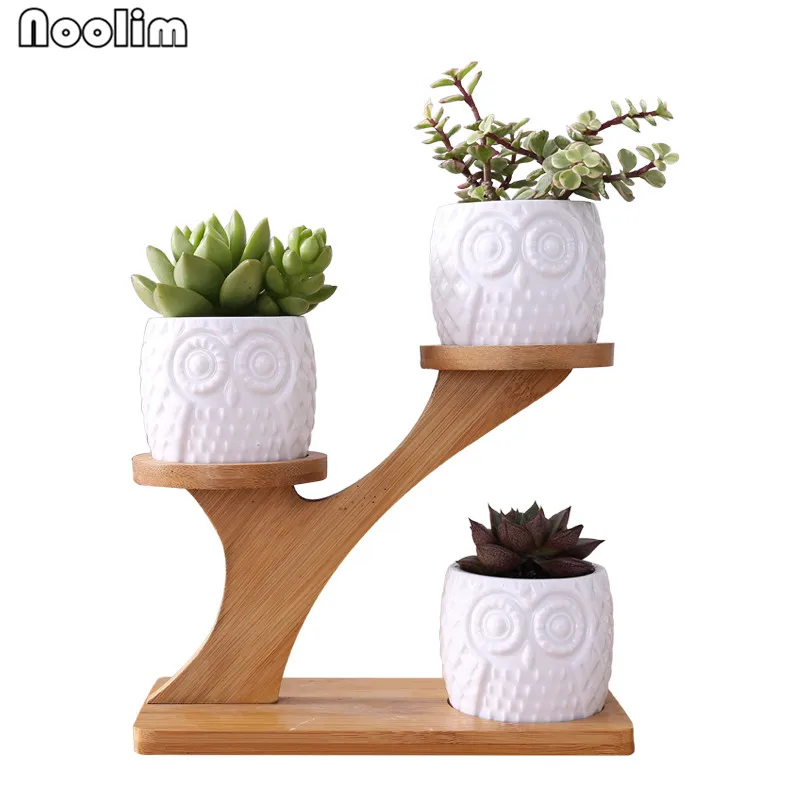 Noolim 1 Set Ceramic Owl Garden Pots Modern Decorative Nursery Noolim 1 Set Ceramic Owl Garden Pots
