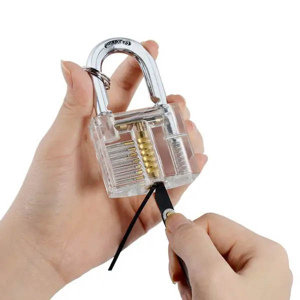 

Transparent Practice Padlock with 15pcs Unlocking Lock Picks Set Key Extractor Tools