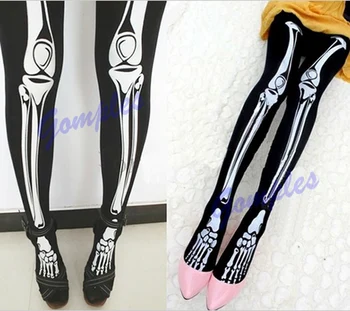 

Funny Halloween Skeleton Bone Printed Skull Tights Punk Women