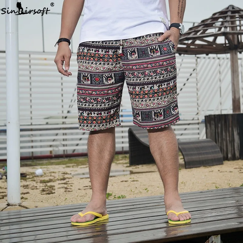 

Chinese Style Painted Print Casual Beach Shorts Men Drawstring Waist printing Shorts Male Loose Stretch Trousers Plus Size 8XL