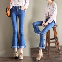 Женские мягкие джинсы с высокой талией, на молнии, эластичные винтажные женские джинсы, длина по щиколотку, женские брюки, джинсы-бойфренды