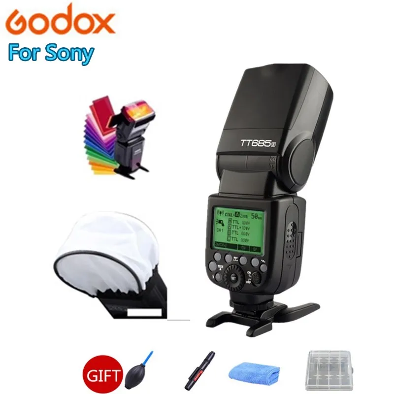 Беспроводная вспышка Godox TT685S 2,4G HSS 1/8000s i-ttl GN60 для sony A77II A7RII A7R A58 A9 A99 A6300 A6500+ подарочный комплект