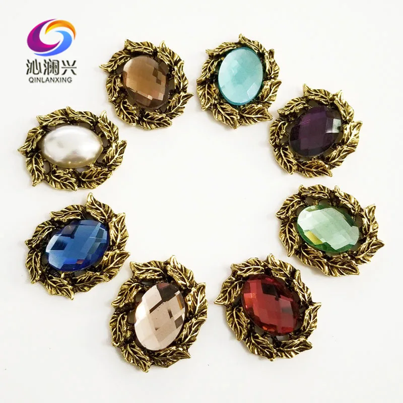 

Super beauty Bronze color oval shape Glass Crystal flatback Retro sew on rhinestones,Diy/jewelry accessories 5pcs/pack