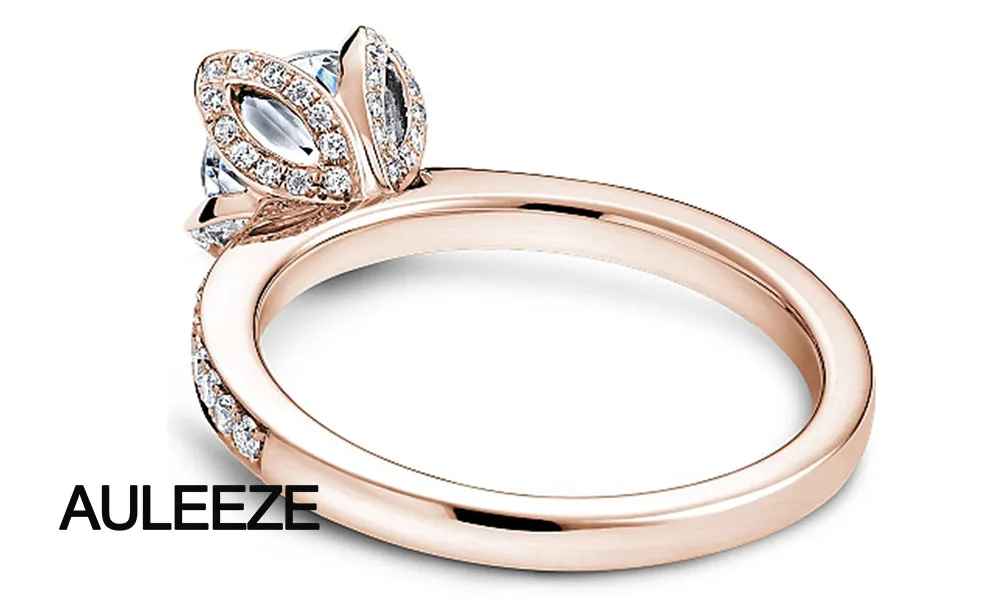Обручальные кольца с цветочным дизайном и бриллиантами, 1CT, муассаниты, обручальное кольцо, твердые кольца из желтого золота 14 к, подарки на день Святого Валентина