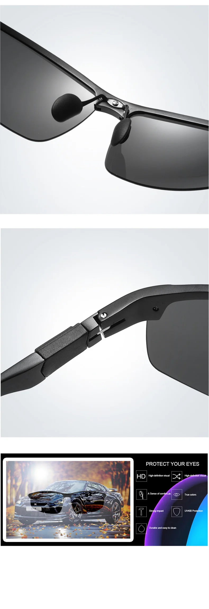 HGE-H мужские солнцезащитные очки в алюминиево-магниевой оправе, поляризационные, для вождения, путешествий, с антибликовым покрытием, солнцезащитные очки, поляризация, мужские солнцезащитные очки Oculos XH55