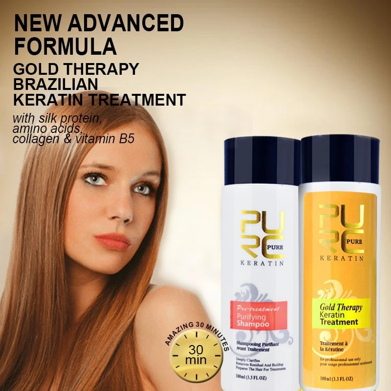 PURC 4pc/set Formalin Brazilian Keratin Treatment Straighten Hair Repair Damaged Hair Shampoo Conditioner Set Repair Coarse PURC 4pc/set Formalin Brazilian Keratin Treatment Straighten Hair Repair Damaged Hair Shampoo Conditioner Set Repair Coarse