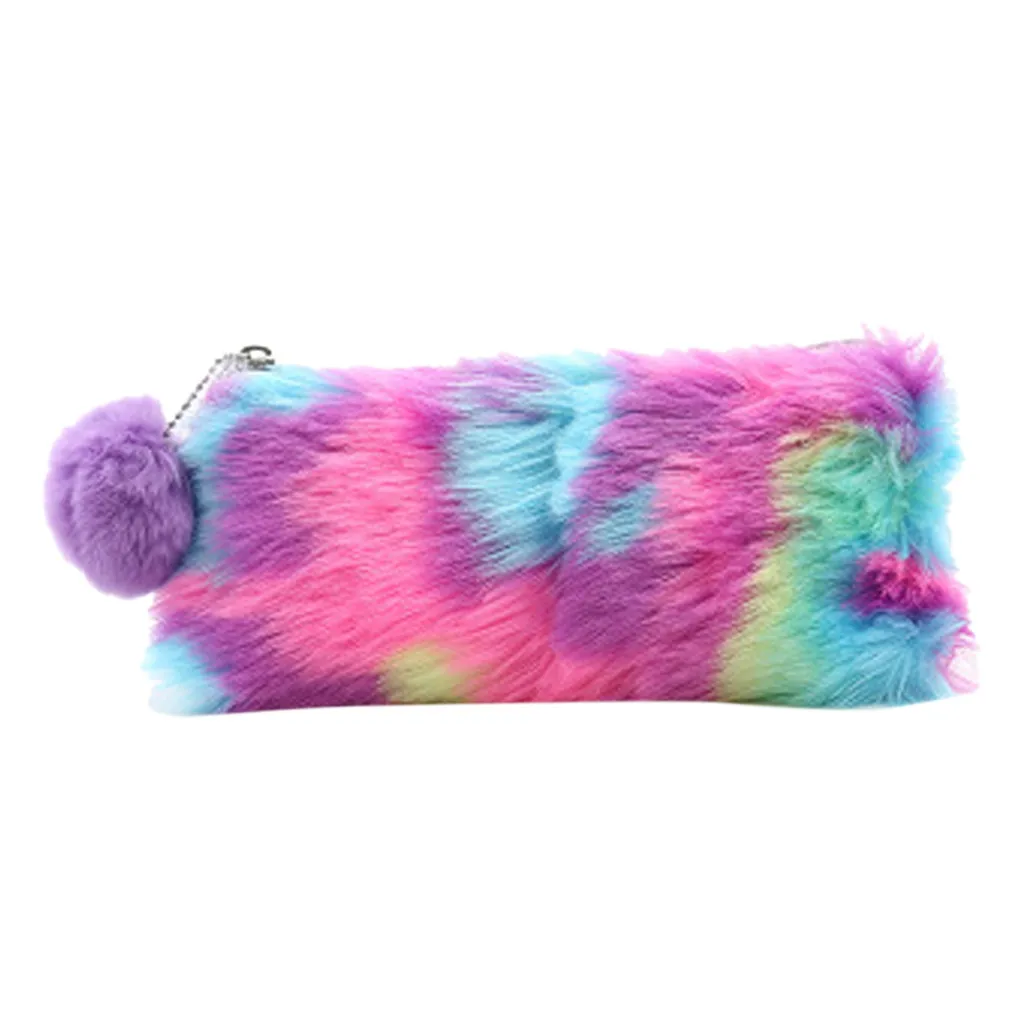 

Faux Fur Zipper Cosmetic Bag Women Makeup pack PU Leather Girls Makeup Bag Cosmetic Pouch Fashion Ladies Handbag#H20