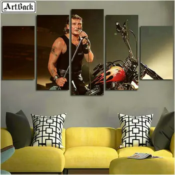 

5 spell diamond painting johnny hallyday motorcycle full square drill French singer 5d mosaic handmade art sticker decoration
