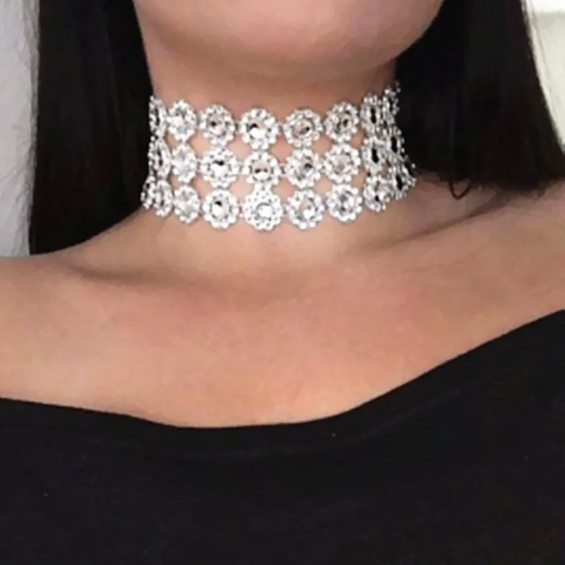

Bling Clavicle Choker Necklace Flower Women Wedding Engagement Necklaces collares mujer Collier Bijoux Steampunk Chokers