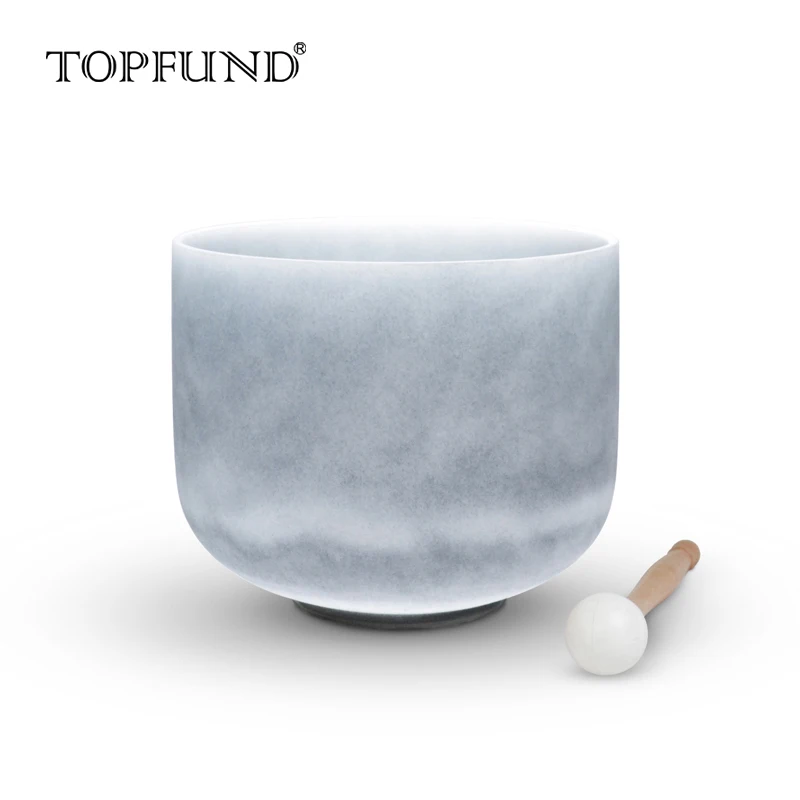 

TOPFUND Moldavite Fusion Chakra Frosted Quartz Crystal Singing Bowl 8" C D E F G A B note