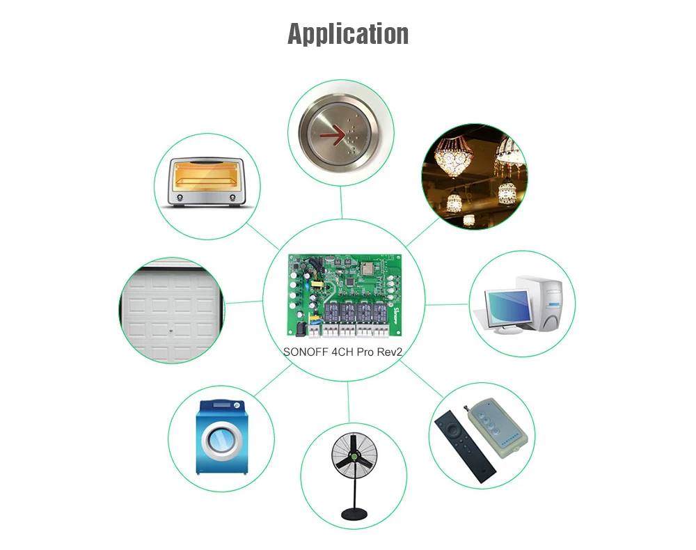 SONOFF 4CH Pro Rev2 WiFi умный переключатель домашний 433 МГц RF светильник 4 комплекта 3 режима работы инчинг интерлок с Alexa для умного дома