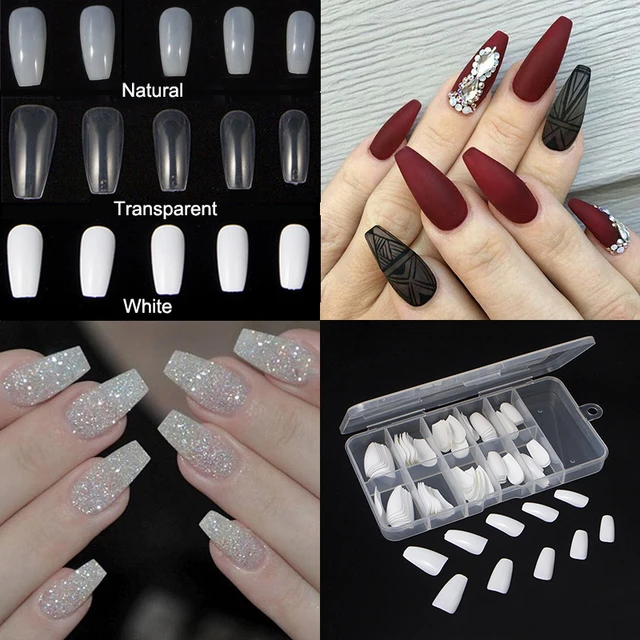 100pcs Box Nail Tips Ballerina Nails French Acrylic False Art 100pcs Box Nail Tips Ballerina Nails French Acrylic False Art Coffin Shape Artificial