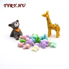10 pçs grânulos de silicone mordedor mordedor contas bebê dentição pingente silicone chupeta clips dentição brinquedos forma de coelho diy