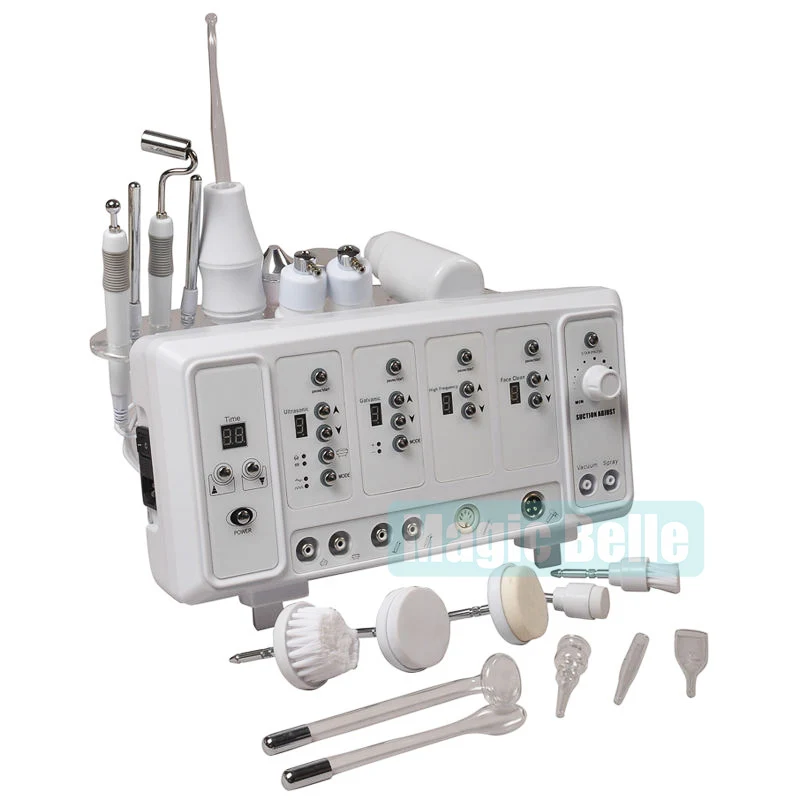 

Hottest Portable 6 In 1 High Frequency/Ultrasonic/Spray/Vacuum/Galvanic/Brush Multifunction Skin Care Beauty Machine