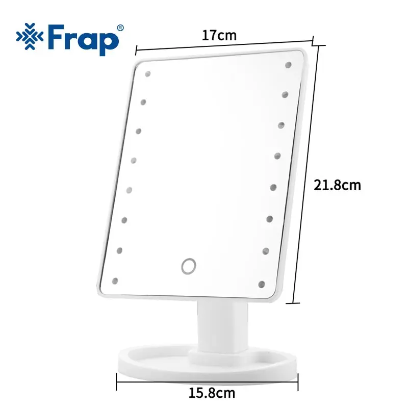 Frap зеркало для ванной светодиодный Сенсорный экран профессиональное дамское с 16 светодиодный свет Красота Регулируемая столешница 180 Вращающийся Y61004/5/6 - Цвет: 16 LED White