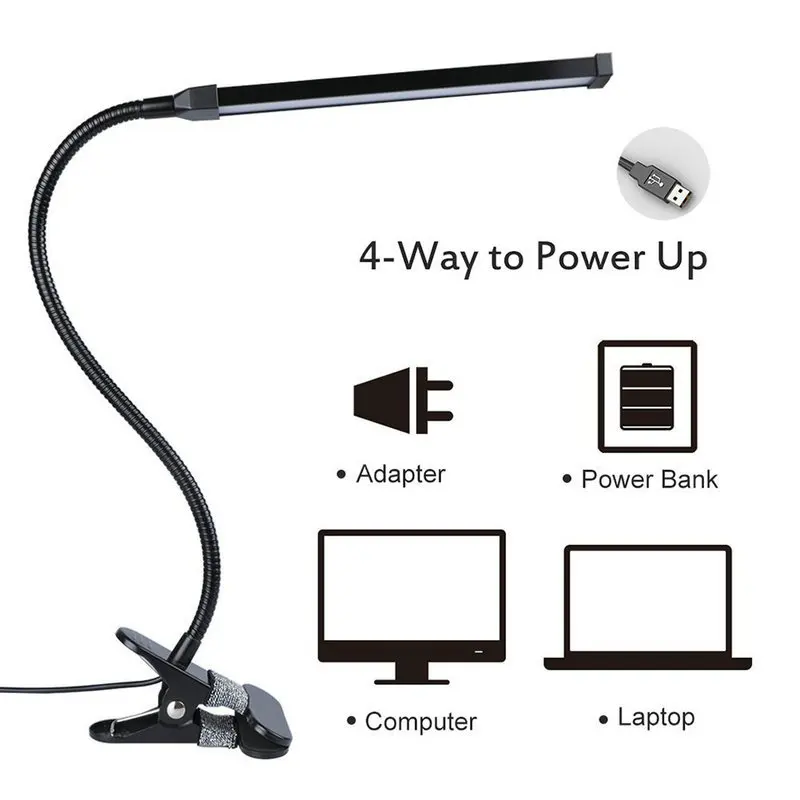 artpad 8вт зажим фонаря USB предъявлено 11 уровне подзаряжаемый яркость 3 цвета офиса кровати во главе с клип настольную лампу