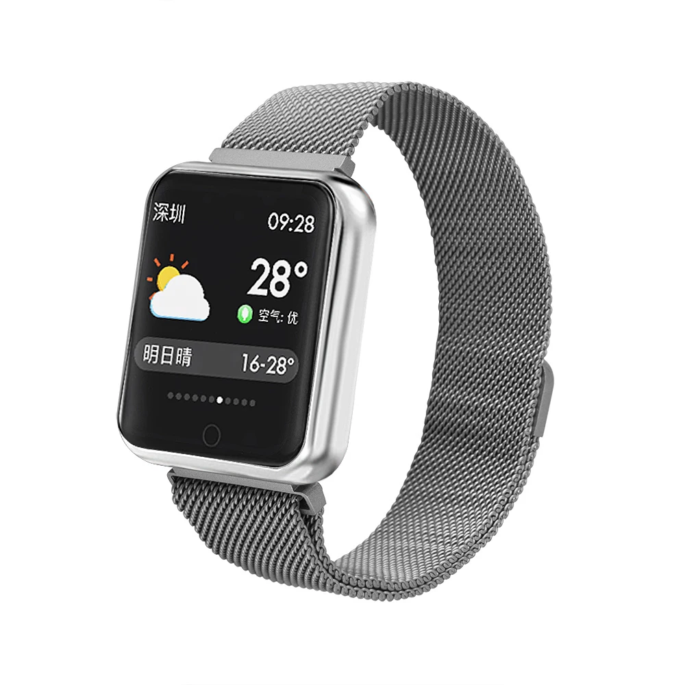 Фитнес-браслет P68 ip68 Водонепроницаемый для Apple Watch Xiaomi IOS Android с монитором сердечного ритма Смарт-браслет PK Q10 Z60 EX18 - Цвет: Steel Silver
