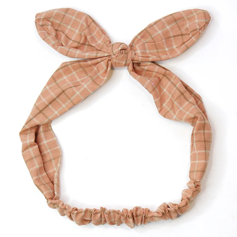 3Lovely Grid Rabbit Ears Hair Band for Girls Infant Hair Accessories Headwrap Make Up Sweet Little Girl's Bow Headband Turbans