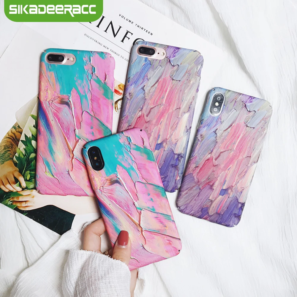 Oil Painting Phone Cases For iPhone X Case PC Hard Shockproof Fitted