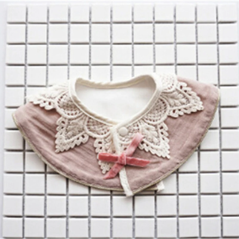 

Baby Boys And Girls Bibs Burp Organic Cotton Lace Pink And Brown Round Bib Baby Lovely Cute Bib Infant Saliva Towels