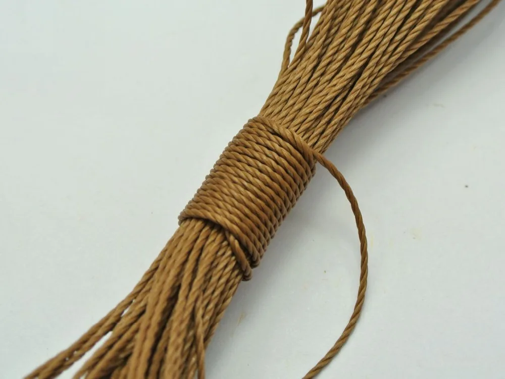 

50 Meters Coffee Waxed Polyester Twisted Cord String Thread Line 1mm