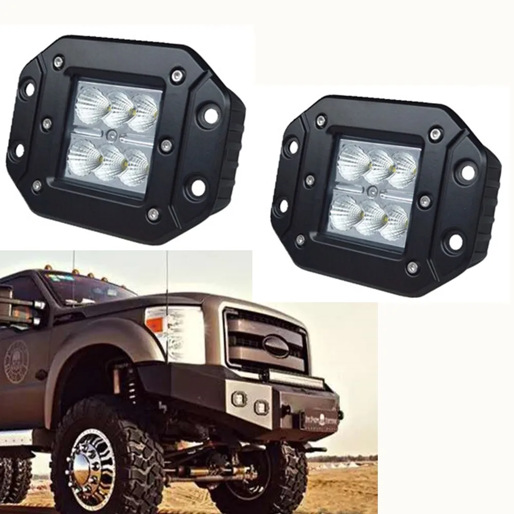 

2pcs 4" Led Pods Flush Mount 18w Led Work Light Led Driving Light Spot Flood Offroad Truck Car Auto SUV 4WD 4X4 Fog Lamp 12V 24V