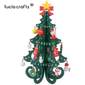 

Lucia Crafts 1 Set Wooden Christmas Tree Ornaments DIY Home New Year Decor Creative Christmas Gifts H0302