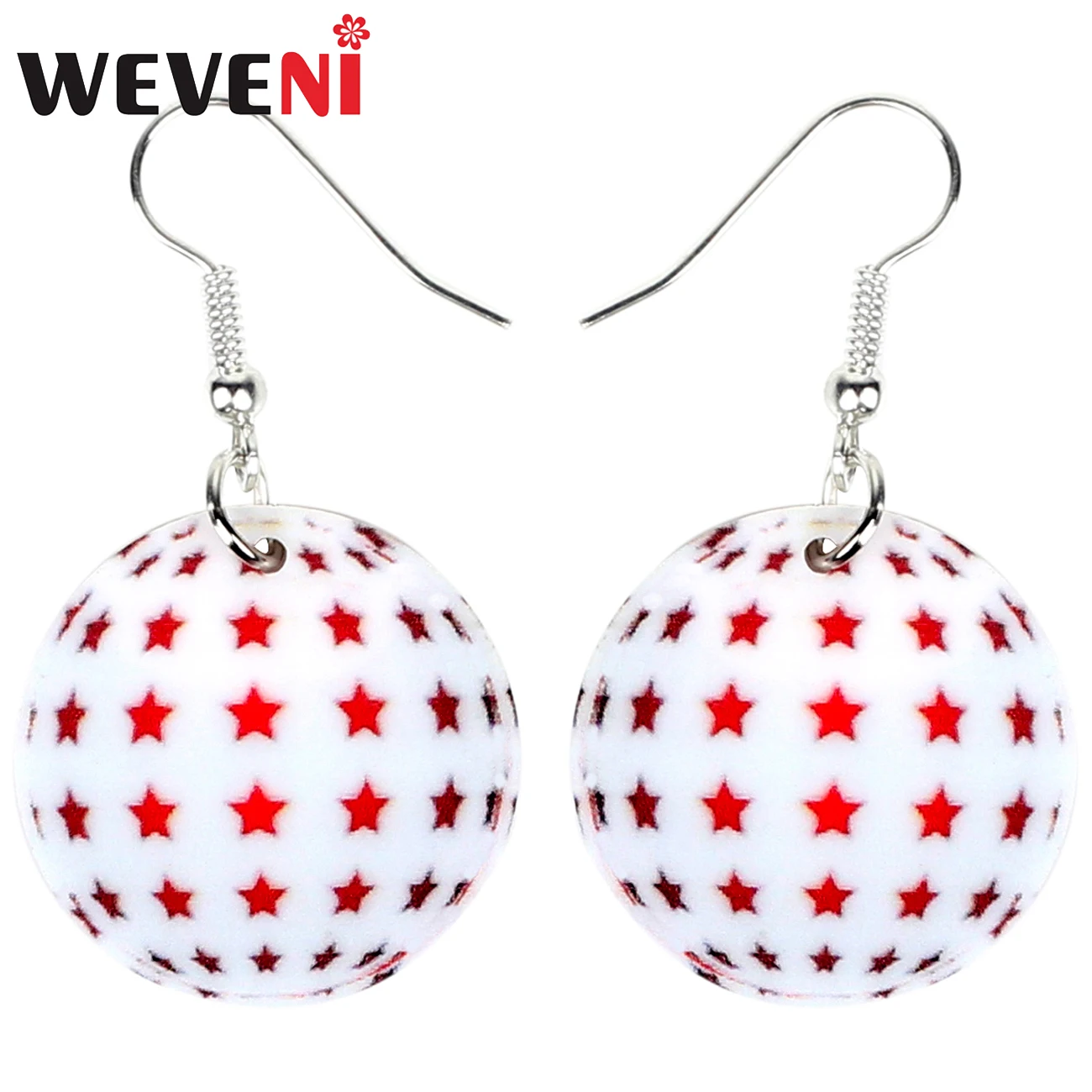 

WEVENI Statement Acrylic Christmas Star Ball Gift Earrings Drop Dangle Decoration Ornaments Jewelry For Women Girls Charms 2018