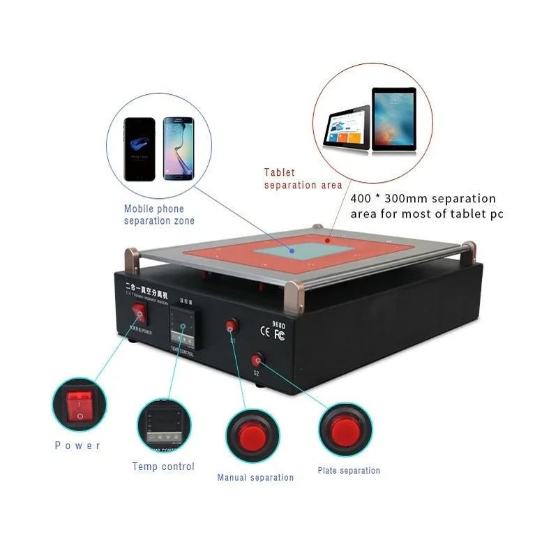 

LY 968D 2 in 1 Built-in Vacuum LCD Screen Separating Machine 19 inches for iPad iPhone Table