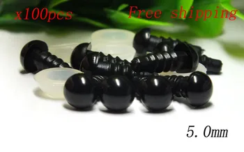 

Free shipping!!! 5mm Black Eyes Safety Animal Craft Eyes With Washers 50 Pairs(100pcs)