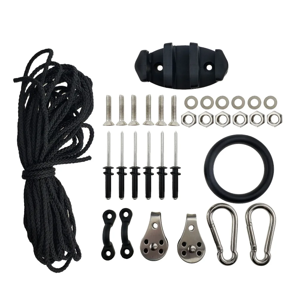 

Marine Kayak canoe Anchor Trolley Kit with Rope Cleat Pulley Block Rigging Ring