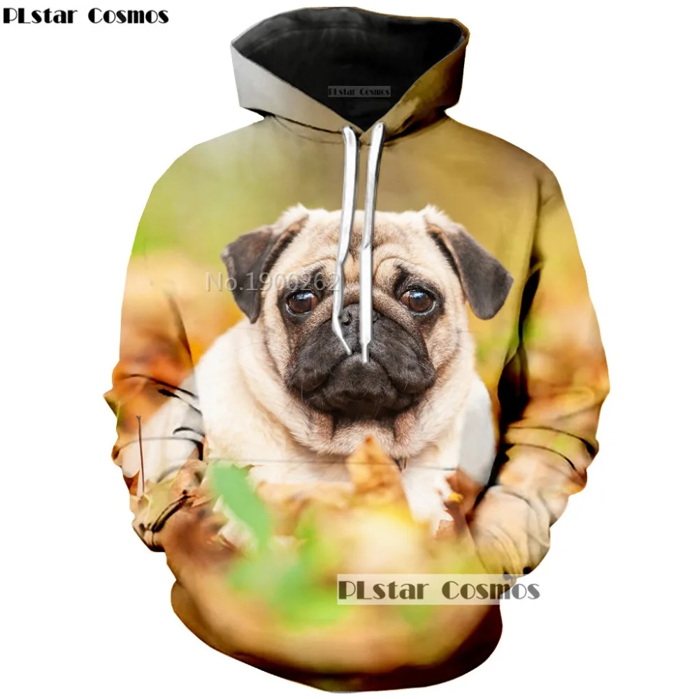 

PLstar Cosmos Hoodies PUG dog Sweatshirt Men's/women Long Sleeve Pullovers Funny 3d Print Tracksuit Plus Size 4XL 5XL