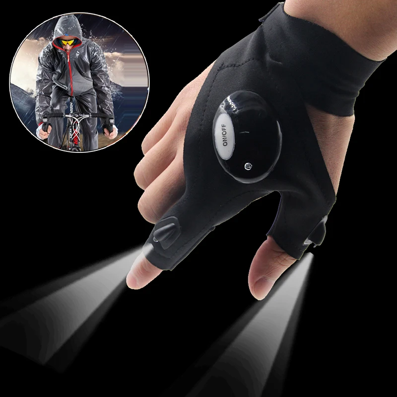 Buy Bike Led Glove Flash Light Magic Strap Fingerless
