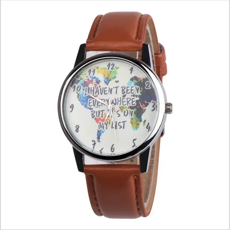 Новинка карта мира женские мужские наручные часы кожаные женские часы модные кварцевые часы Relojes Mujer подарок дропшиппинг