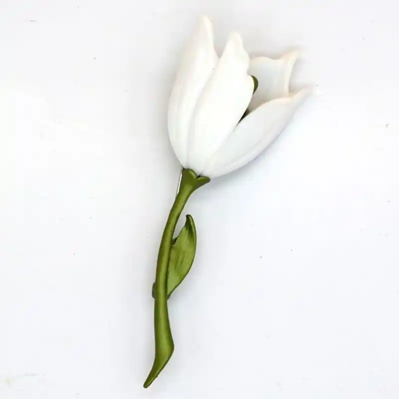 ジュエリー 白チューリップ 香りの花 枝 レトロ 誇張された色 ブローチです ブローチ Aliexpress