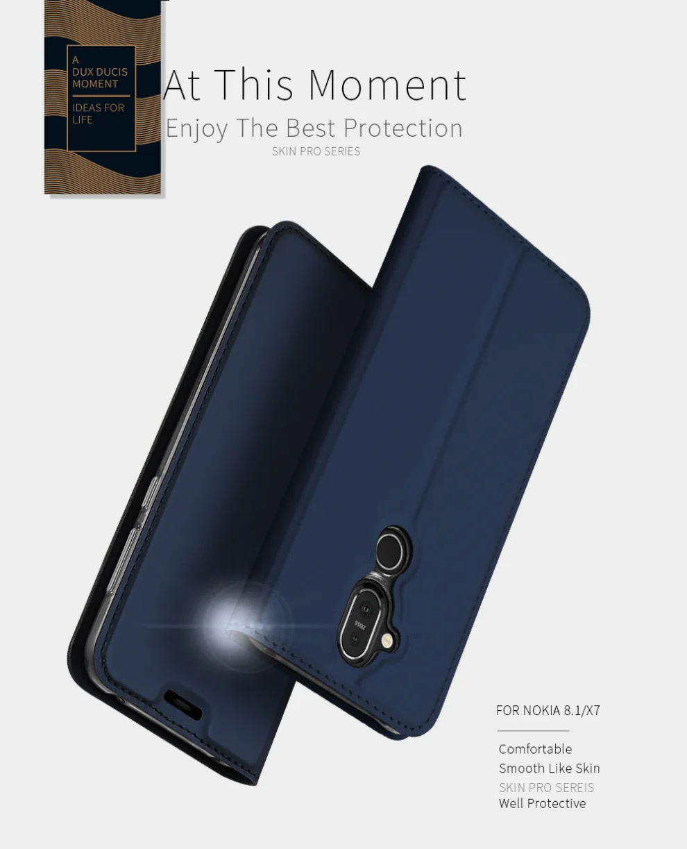 DUX DUCIS из искусственной кожи чехол для Nokia 8,1 Coque Роскошный ультра тонкий флип-кошелек чехол для Nokia 8,1 чехол для телефона Корпус