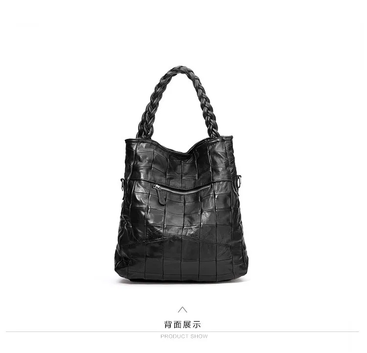 Фирменная Новинка, женская сумка, черная сумка из овчины, натуральная кожа, мягкая сумка, большая вместительность, женская сумка, 3 размера, вариант 676